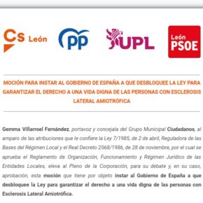Cs León logra el apoyo de las principales fuerzas políticas del Ayuntamiento para reclamar el desbloqueo de la Ley ELA
